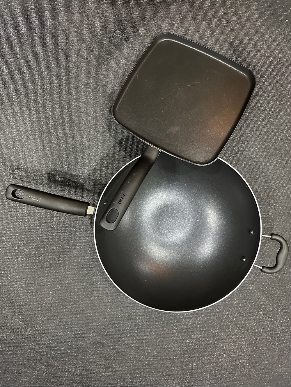 Tfal Black Nonstick Wok and Grill Pan Set